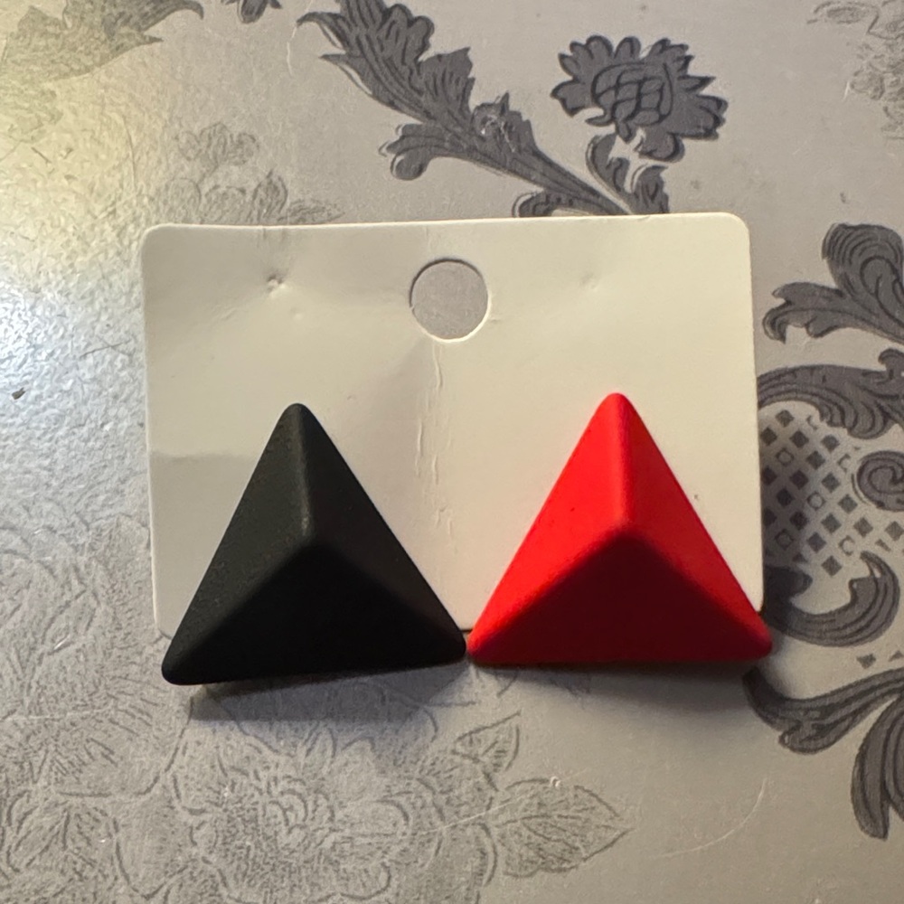 Black and Red Triangle Earrings